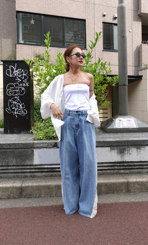 レースドッキングルーズデニム